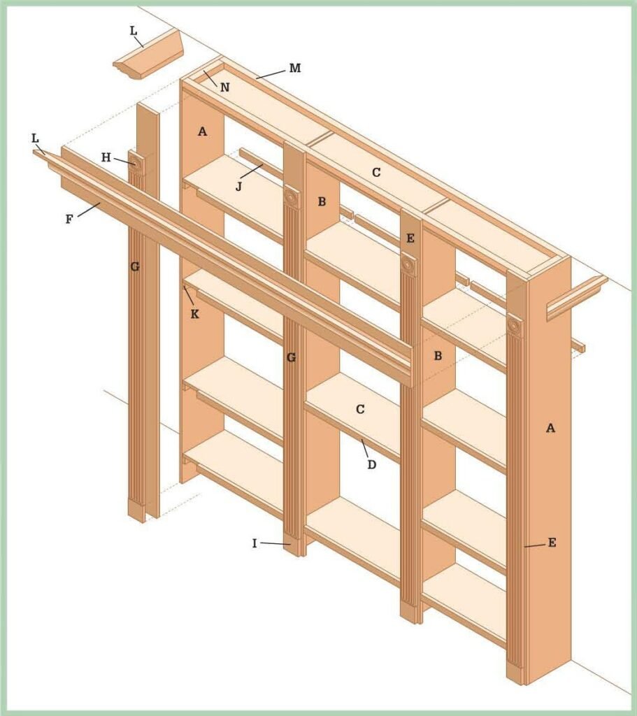 Librero de madera Plano